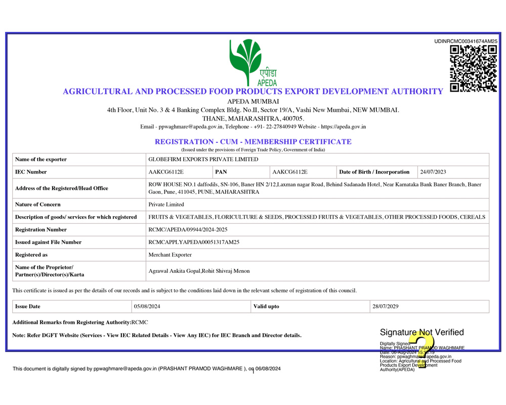 Apeda-Certificate